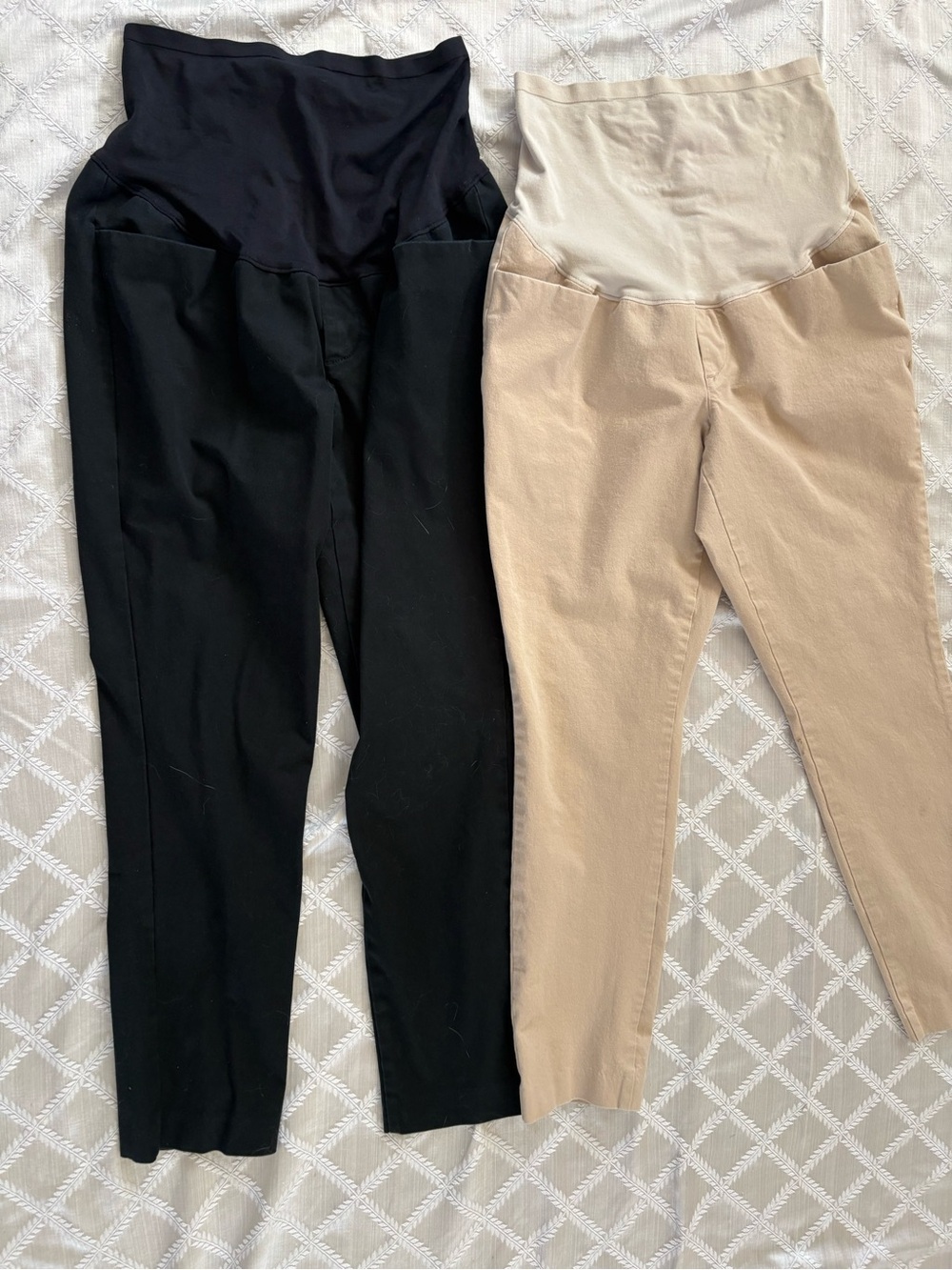 Old Navy Maternity Pixie Full Panel Pants Size 8 Black Tan 2 Pair Bundle